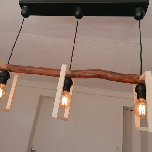 Lustre en bois flotté, suspension luminaire en bois flotté, lampe suspendue contemporaine, lampe de plafond, éclairage