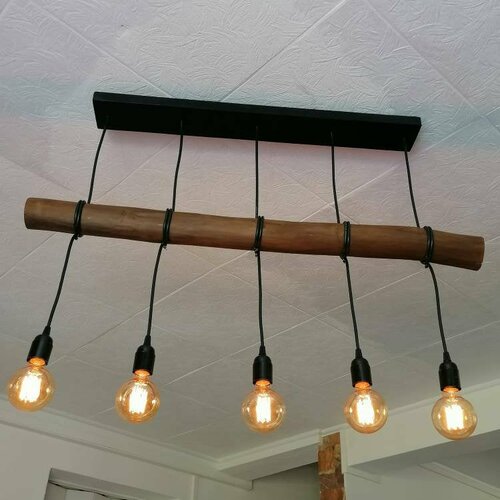 Lampe suspendue en bois flotté, éclairage de pendentif, lustre en bois flotté, lampe suspendue contemporaine