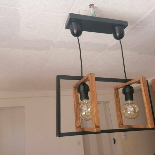 Lustre en bois, suspension luminaire en bois, lampe suspendue contemporaine, lampe de plafond, éclairage i artisanal