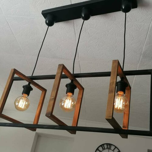 Lustre en bois, suspension luminaire en bois, lampe suspendue contemporaine