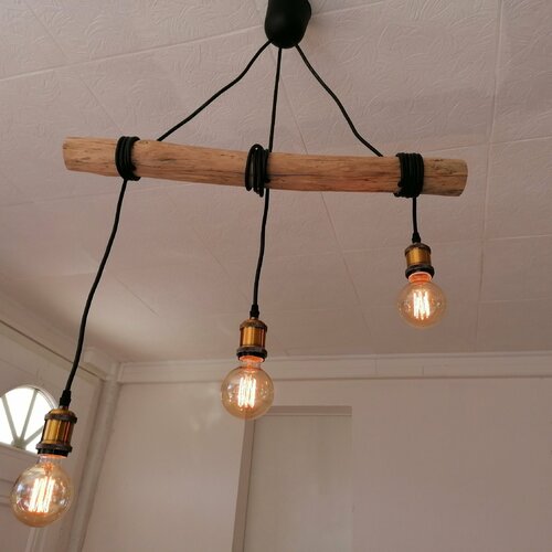 Lustre en bois, suspension luminaire en bois, lampe suspendue contemporaine, lampe de plafond artisanale