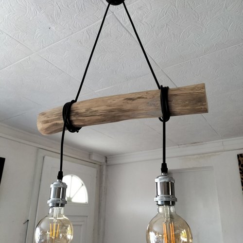Suspension luminaire design en bois flotté