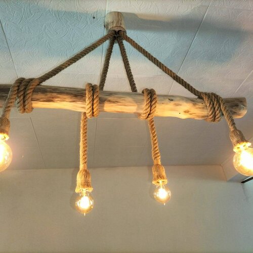 Lustre nature en bois flotté, suspension luminaire en bois flotté ,lampe suspendue contemporaine