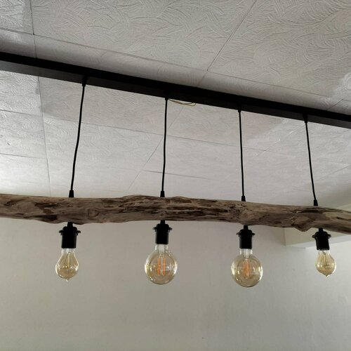 Lustre en bois flotté, suspension luminaire en bois flotté, lampe suspendue contemporaine, lampe de plafond