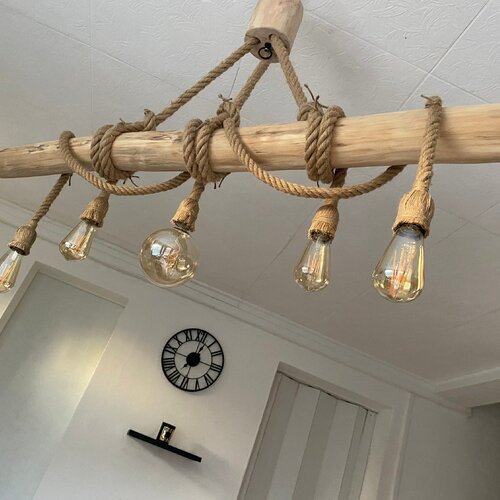 Lustre bois flotté rotin & osier - Livraison rapide