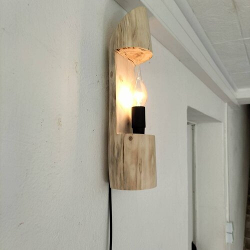 Lampe de chevet en bois flotté naturel , lampe contemporaine, lampe artisanale