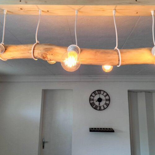 Lustre en bois flotté, suspension luminaire en bois, lampe suspendue contemporaine