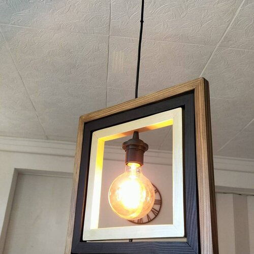 Lustre rose en bois, suspension luminaire en bois, lampe suspendue contemporaine, lampe de plafond