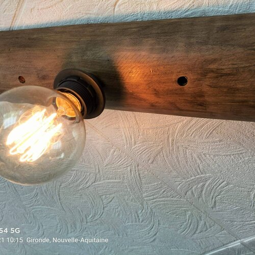 Lampe plafonnier bûche en bois flotté, lampe così en bois flotté, suspension luminaire, lampe contemporaine