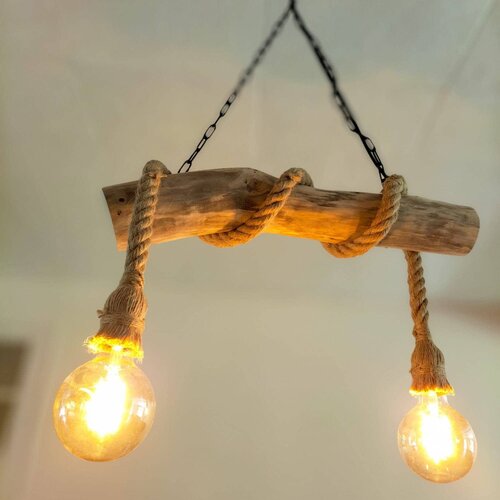 Lustre en bois flotté, suspension luminaire en bois flotté , lampe suspendue contemporaine