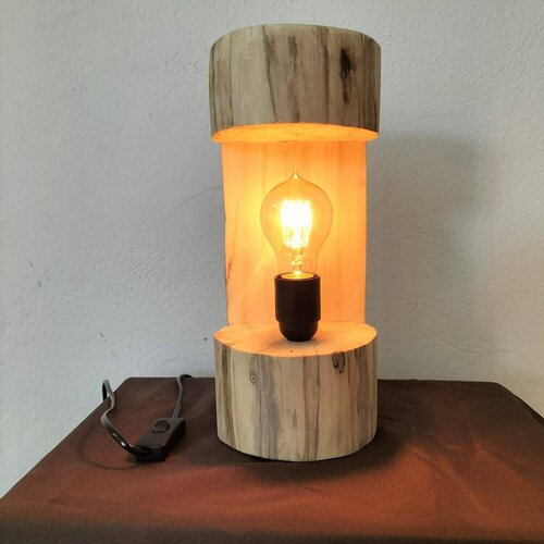Lampe de chevet en bois flotté naturel , lampe contemporaine