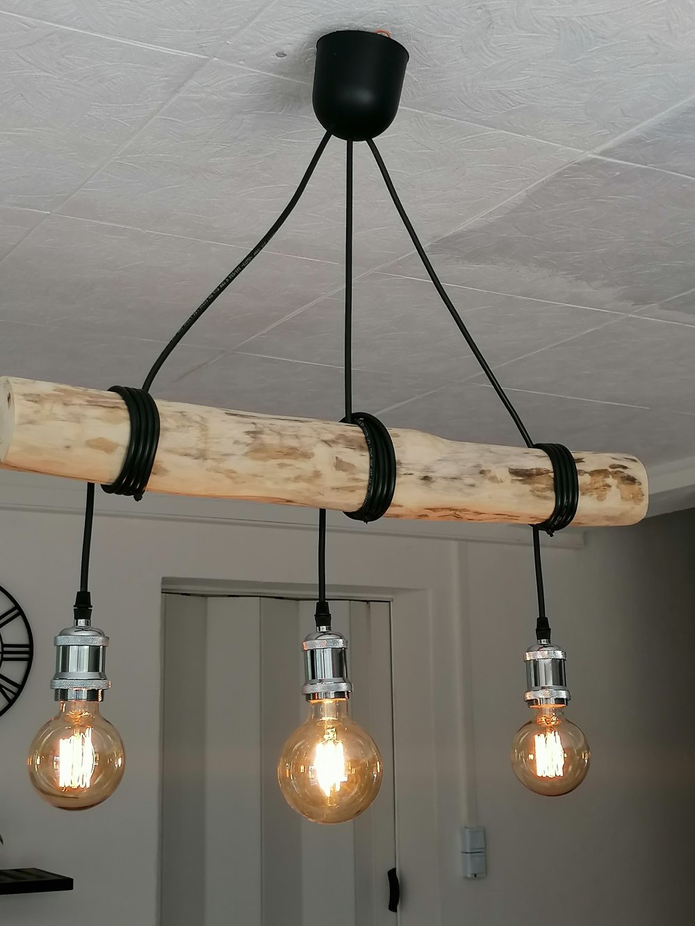 Lustre nature en bois flotté, suspension luminaire en bois flotté ,lampe  suspendue contemporaine - Un grand marché