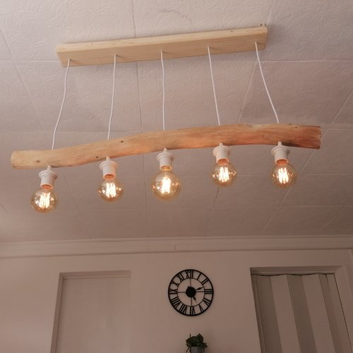 Lustre en bois flotté, suspension luminaire en bois flotté , lampe suspendue contemporaine, lampe de plafond, éclairage
