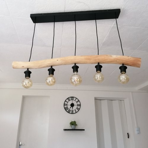 Lustre en bois, suspension luminaire en bois, lampe suspendue contemporaine, lampe de plafond, éclairage