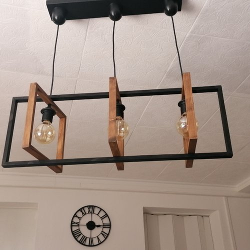 Lustre en bois, suspension luminaire en bois, lampe suspendue contemporaine, lampe de plafond, éclairage