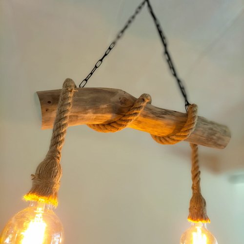 Lustre en bois flotté, suspension luminaire en bois flotté , lampe suspendue contemporaine, lampe de plafond