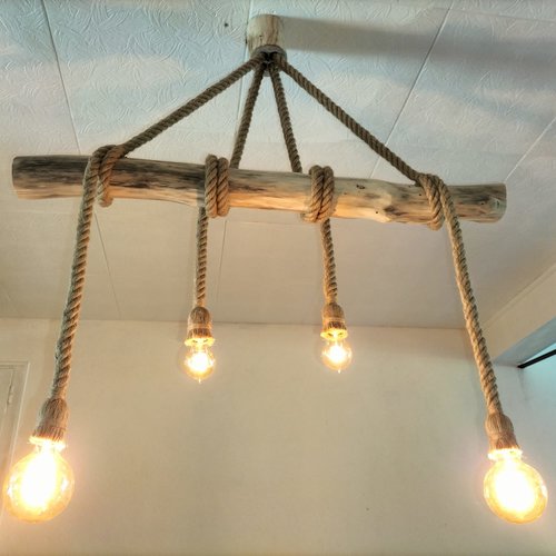 Lustre en bois flotté, suspension luminaire en bois flotté, lampe suspendue