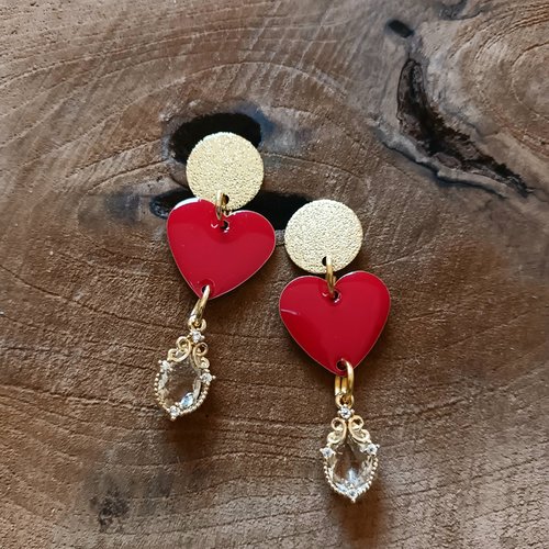 Boucles d'oreilles cœur rouge