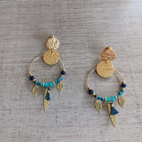 *boucles d'oreilles aline bleu/doré*