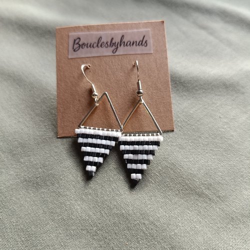 Boucles d'oreilles triangle : bijoux miyuki delica doré et coloré