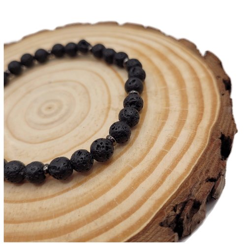 Bracelet pierre de lave noir