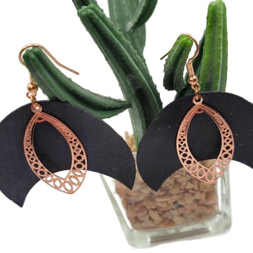 Boucles d'oreilles en chambre à air demi lune