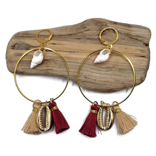 Boucles d'oreilles créoles et pompons