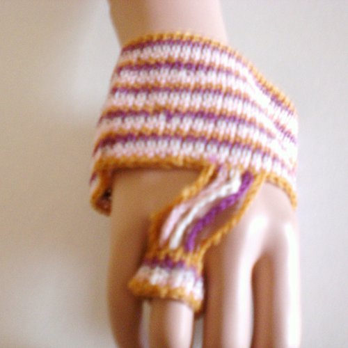Handband multicolore en coton au crochet