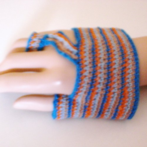 Handband multicolore en coton au crochet