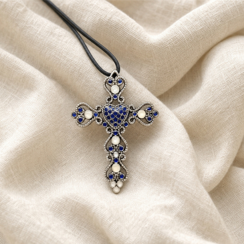 Croix arlésienne bleue et blanche
