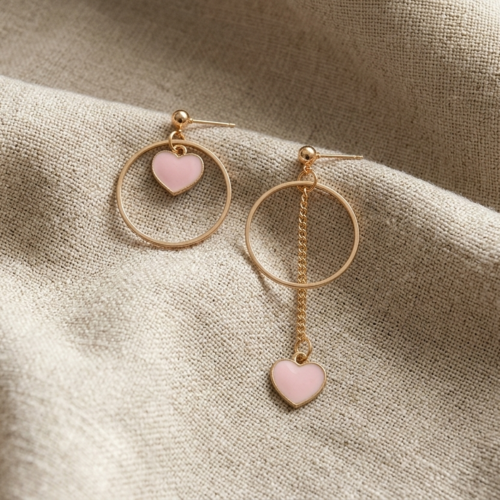 Boucles d'oreilles cœur asymétrique