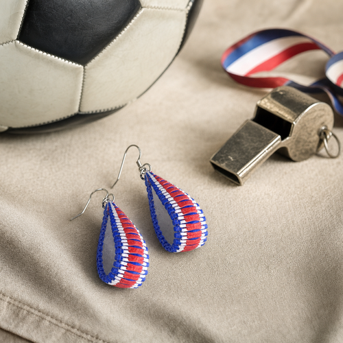 Boucles d'oreilles 3d bleu blanc rouge - thème sport & france - création 5cm