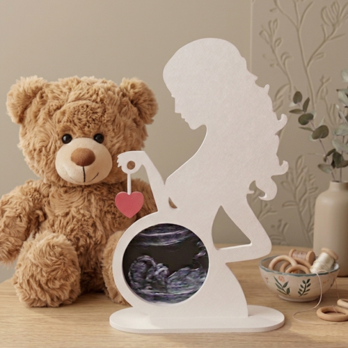 Cadre échographie silhouette future maman | idée cadeau grossesse et baby shower