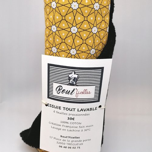 Essuie-tout lavable étoiles jaune