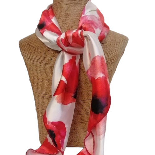 Carré de satin en polyester recyclé coquelicot