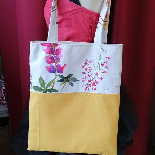 Tote bag aquarelle fleurs
