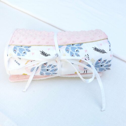 Couverture bébé fille naissance 70cmx 90 cm original doré/minky liste de naissance