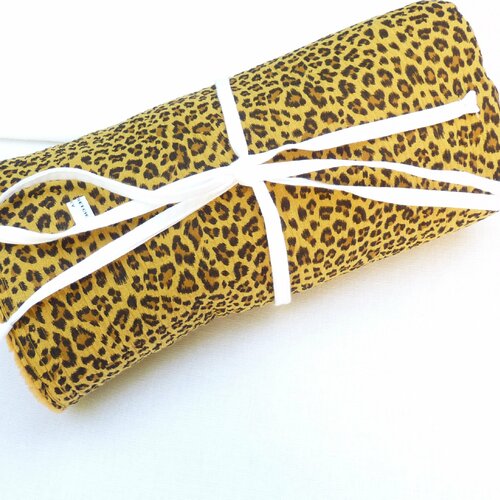 Couverture bébé fille naissance 70cmx 90 cm original léopard doublé gaze liste de naissance