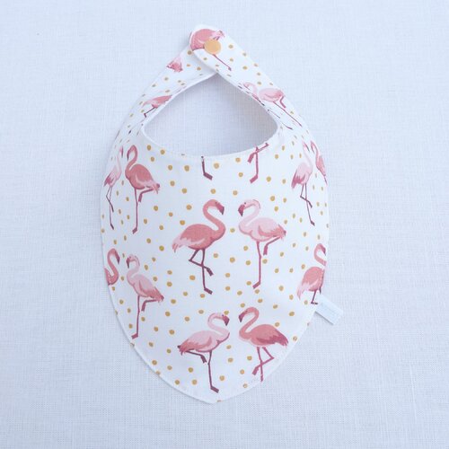 Bavoir foulard  original 0/12 mois fille &quot;flamants rose&quot;