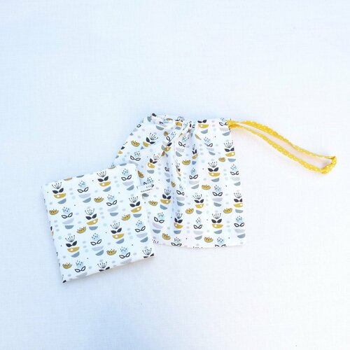 Ensemble serviette de table 30x30 cm et sa pochette au choix  sac à vrac zéro déchet écologique réutilisable cantine nounou original