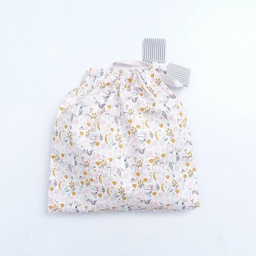 Pochette  tissu 22 x 17 cm original «lou » cadeau ou sac à vrac zero déchet réutilisable écologique