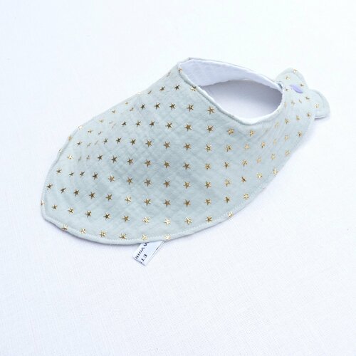 Bavoir foulard  original 0/12 mois  cadeau naissance fille  en lange doré double gaze liste de naissance