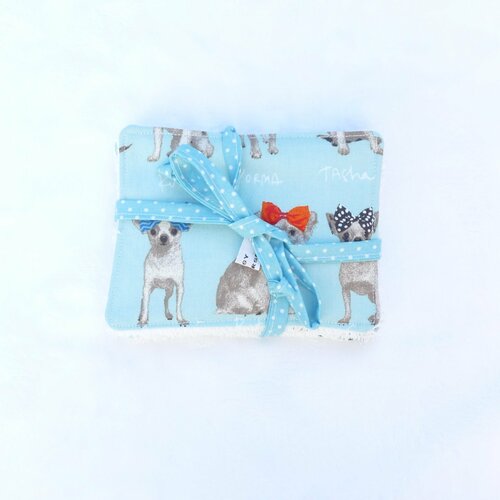 Ensemble 4 lingettes/cotons écologique bébé fille « myrtille »