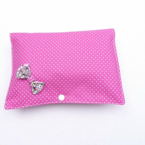 Pochette à couches et à lingettes bébé fille pois/liberty liste naissance original