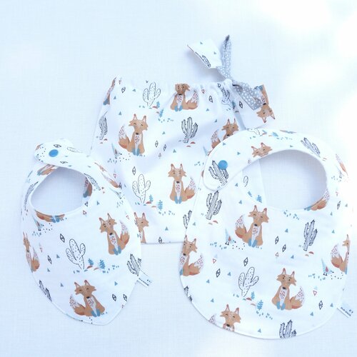 Ensemble 3 pièces bavoirs cadeau naissance garçon  0/12 mois « mathis »