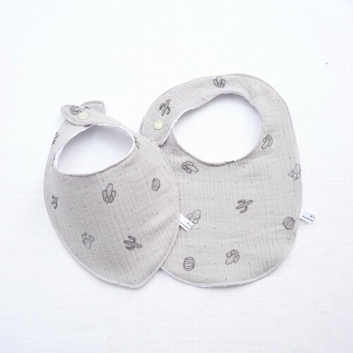 Duo bavoirs 0/12 mois en lange garçon double gaze cadeau naissance original liste naissance bébé