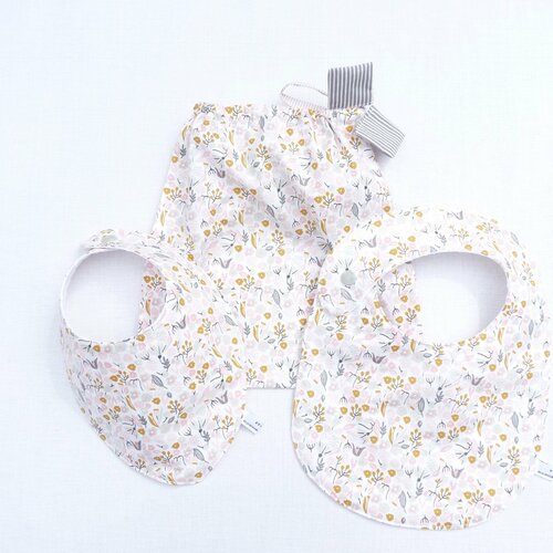Ensemble 3 pièces bavoirs cadeau naissance fille  0/12 mois &quot;lou&quot; original