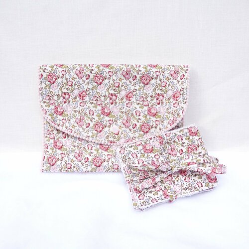 Pochette couches et 6 lingettes bambou liberty betsy femme maman bébé original betsy multiusage maquillage  lingerie masques