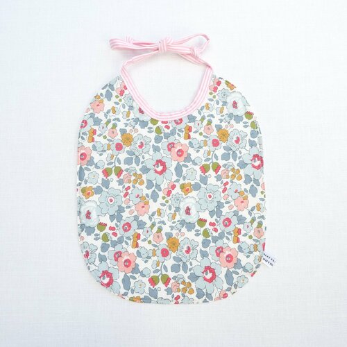 Bavoir bébé original réversible 0/12 mois « betty porcelaine » fille