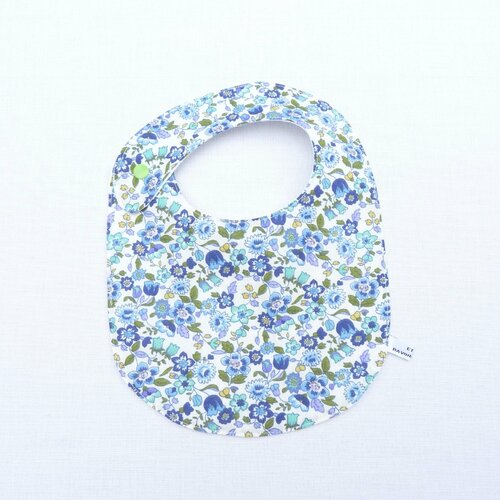 Bavoir bébé 0/12 mois « liberty bleu» cadeau naissance fille original